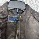 Cole Haan  356M2185 Size M Snap Neck Racer Lambskin Leather Jacket Dark Espresso Photo 5