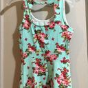 Kirra Teal Floral Peplum Tank Top Small Photo 0