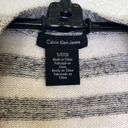 Calvin Klein Jeans  Gray White Striped Open Front Knit Cardigan Lightweight Photo 2