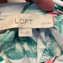 The Loft Petite Women's Tropical Flamingos Palm Trees White Casual Button Shirt XSP Photo 4