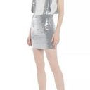 IRO  Ruffled Suspenders Silver Sequin Mini Skirt Photo 0