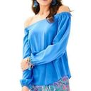 Lilly Pulitzer Lilly Pultizer blue off shoulder 100% silk long sleeve lightweight blouse size M Photo 0