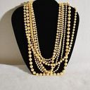 Source Unknown Rare Vintage 7 Strand Gold Tone Faux Pearl Statement Slide Clasp Necklace Photo 0