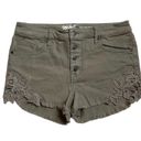 Mossimo Denim Y2k Mossimo embroidered lace distressed hem high rise shorts Photo 2