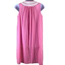 Vintage House Dress Nightgown M/L Stripe Pink White Sleeveless Zip Top Pockets Size M Photo 2