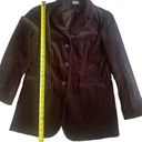 J.Jill  Corduroy Blazer Sz Med Grandpa Jacket Brown 100% Cotton Velour Trim Photo 3