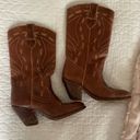 Brown Leather Cowgirl Boots Size 4.5 Photo 4