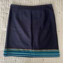 Talbots  Tweed Knit Embroidered Sequin Fringe Pencil Skirt Navy Blue Size 10 Photo 3