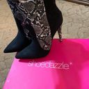 Shoedazzle Heeled Snake Print Suede Booties Photo 3