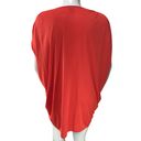 Natori  Womens Size S Top Oversized V Neck Slouchy Ruched Sleeves Coral Pink Photo 6