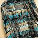 Dress Barn  Women's Size 3X 3/4 Zip Up Blue Black Silver Tapestry Patchwork Jacket Photo 5