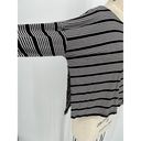 The Comfy  USA Boxy T-Shirt Sz S Black White Striped Long Sleeve Side Slit Lagenlook Photo 2