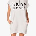 DKNY  Womens Quarter Zip Logo Dress M NWT White with Black Photo 3