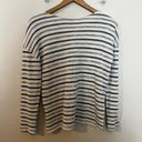 Faherty - Striped Blue White Cotton Blend Long Sleeve Scoop Neck Knit Top Photo 4