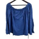 Michael Lauren  Blue Carmelo Bell Sleeve Off Shoulder Top Small New Photo 3