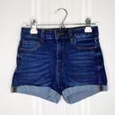 Miami  High Rise Cuffed Hem Jean Shorts Junior's Size 5 Blue w/ Pockets Summer Photo 0