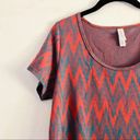 LuLaRoe Shirt M Simply Comfortable Tunic Knit Chevron Rust Orange Teal Blue Photo 3