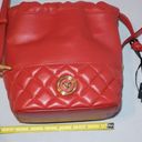 Versace  Crossbody Bucket Mini Purse Red Lambskin Leather Medusa Head Medallion Photo 11