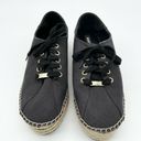 DKNY  Womens 9.5 Adrian Platform Canvas Espadrille Sneaker Black Gold Preppy Photo 1