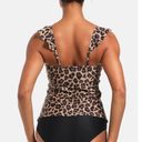 Beachsissi Leopard Ruffle V Neck Tummy Control Tank Swimsuit Size Medium Photo 2