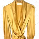 Zimmermann  Womens Silk Wrap Dress Asymmetric Ruffle Hem Tie Belt Yellow Size 6 Photo 4