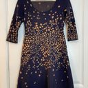 Maeve  Navy Leopard Print 3/4 Sleeve Mini Scoop Neck Sweater Dress XS Photo 4