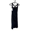 Halara  Cloudful Ruched Split Crisscross Bodycon Midi Dress‎ Black NWT S Photo 4