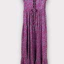 Sabina Musayev Truly Metallic Maxi Dress Pink Blue Floral Lace Up Back Size XS Photo 8