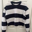 Lululemon Perfectly Oversized Crop Crew / navy stripes Photo 0