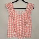 True Craft  Gingham Ruffled Pink Blouse Photo 3