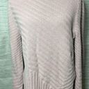 Charter Club 🌸  Asymmetrical Mock Neck Pastel Pink Ribbed Stripe Knit Sweater Photo 5