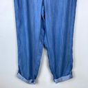 Talbots  Summer Twill Slim Leg Crop Pants Chambray Blue Tencel Drawstring Size 8 Photo 11