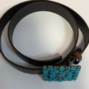 BROWN LEATHER BELT with TURQUOISE BUCKLE Photo 4