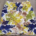 Pendleton  Plus 14 Linen Blend Abstract Floral Leaf Green Blue Pencil Skirt Photo 0