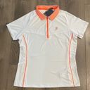 Polo Prince half zip tennis  white and orange short sleeve collared shirt M/L Photo 1