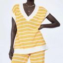 ZARA  Oversized Striped Knit V-Neck Sweater Vest Sleeveless Yellow White Small Photo 0