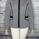 Houndstooth Kasper NWOT Size 16 Black & White  Zip Front Jacket Blazer Photo 2