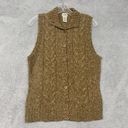 Lands'End  Sweater Womens S Vest Brown Collared Wool Acrylic Button Grandma Cable Photo 0