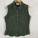 Kathie Lee Collection Vintage  Womens Button Blouse Olive Collared Vest Size M Photo 0