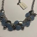 Talbots  Silver Tone / Blue Statement Necklace NWT Adjustable Length Photo 4