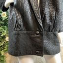 Vtg EREZ 80s Genuine Leather Oversized Coat Jacket Black Animal Print Size Small Photo 4