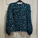 Who What Wear Womens  NWT Green Floral Button Down Puff Sleeve Blouse Top Size XL Photo 0