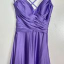 La Femme  Sleeveless Satin Gown in Lavender Size US 2 Photo 3