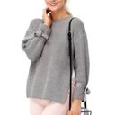 Tuckernuck  Bloggers Favorite all:row Bow Sleeve Side Slit Sweater Small Gray Photo 0