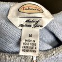 Talbots Vintage 90s  Baby Blue Snowflake Zip Up Sweater Jacket Silver Metallic M Photo 8