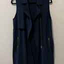 Vince  Laser Cut Trench Vest Zip Front, Navy, Size XS Photo 6