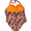 Modcloth NWOT  Ava One Piece Halter Swimsuit 2X Plus Orange Watermelon Photo 3