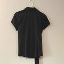 Dress Barn  Women's Belted Top Blouse Button Down Collared Work Black Size Large Photo 2