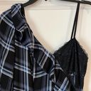 Likely REVOLVE x  Suri Asymmetrical Shoulder Dress Blue Plaid Size 0 Photo 2