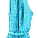 Calvin Klein  size 2 blue plaid sleeveless dress wrap style gingham tie waist‎ Photo 4